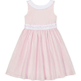 Organic Round Collar Sateen Party Dress with Embroidered Sash