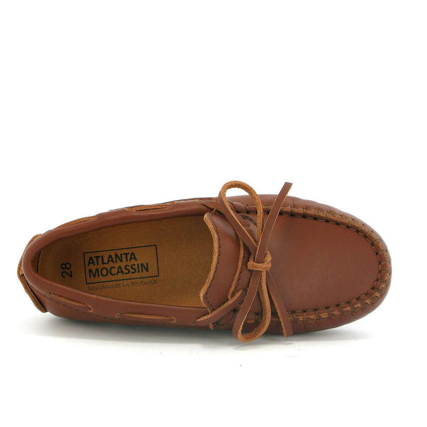 Laces Moccasin in Smooth Leather, Cuoio