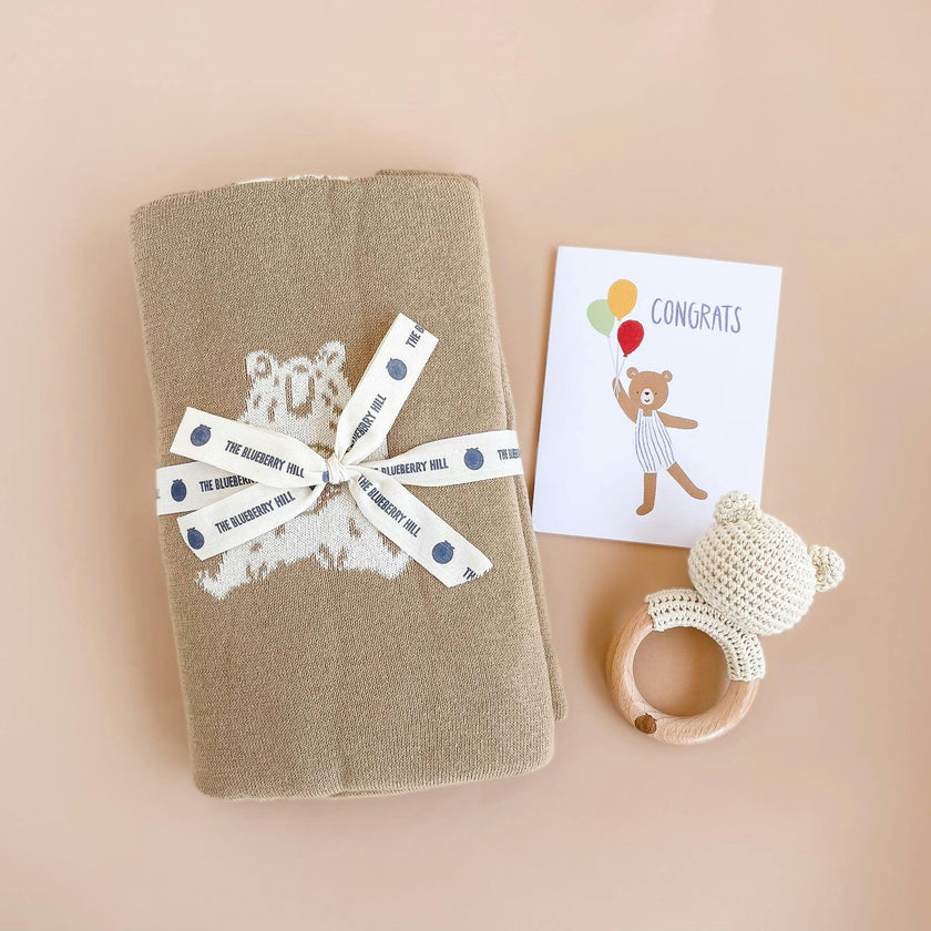 Organic Cotton Blanket, Honey Bear