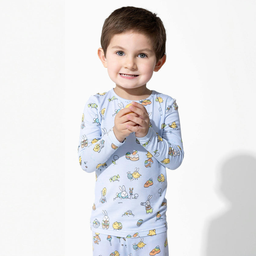 Easter Blue Bamboo Kids Pajamas