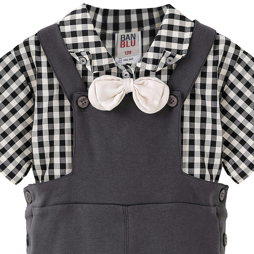Gray Check Bow Set