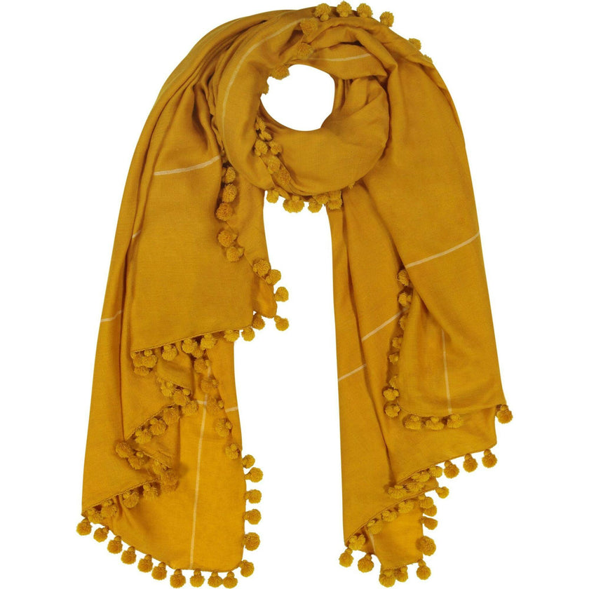 Yaser Shaw Cashmere Pashmina Hand Woven Pompom Scarf