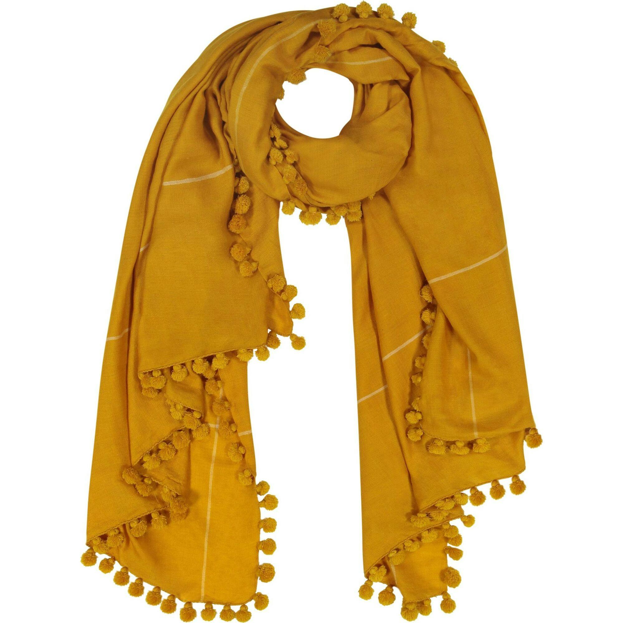 Yaser Shaw Cashmere Pashmina Hand Woven Pompom Scarf