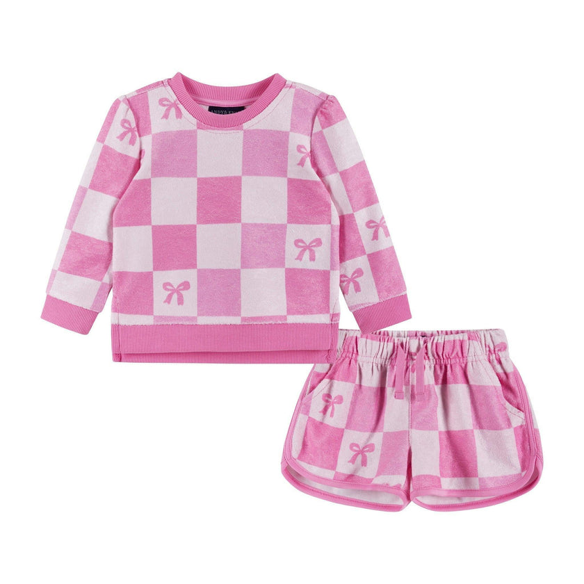 Infant Girls Terry Set | Checkered Bow