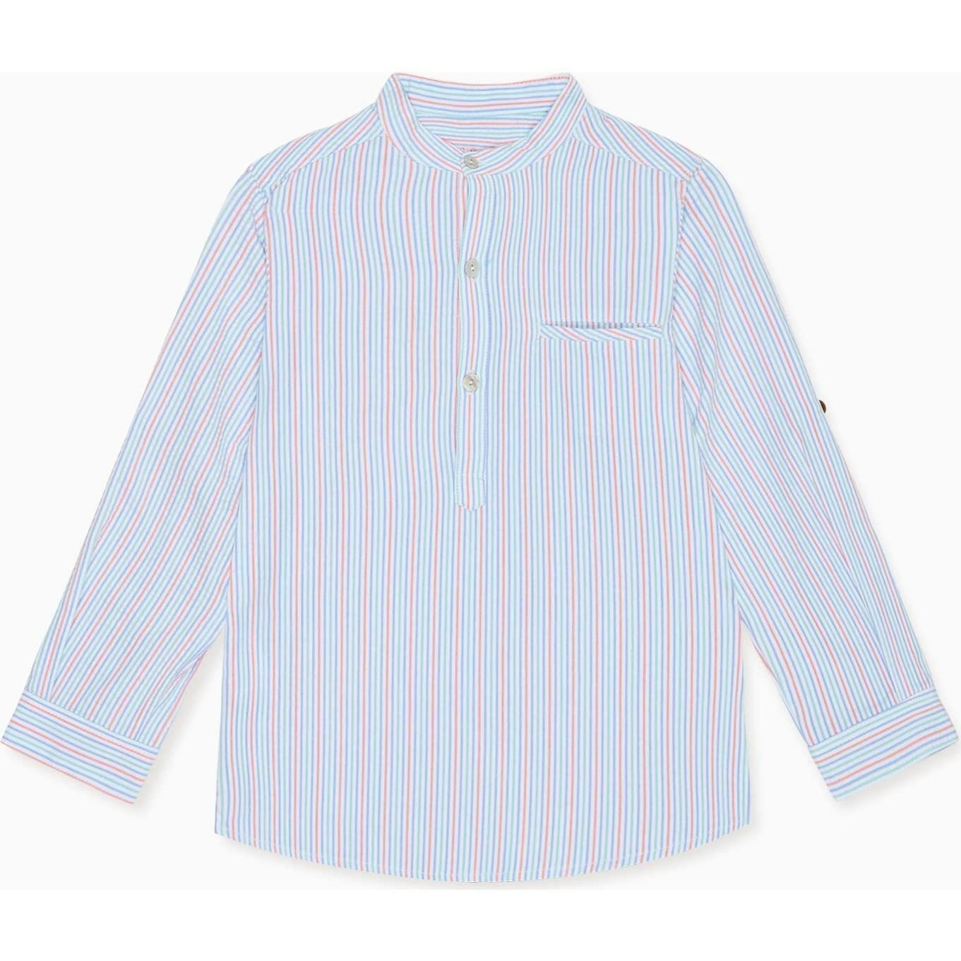 Coral Stripe Mateo Long Sleeve Boy Shirt