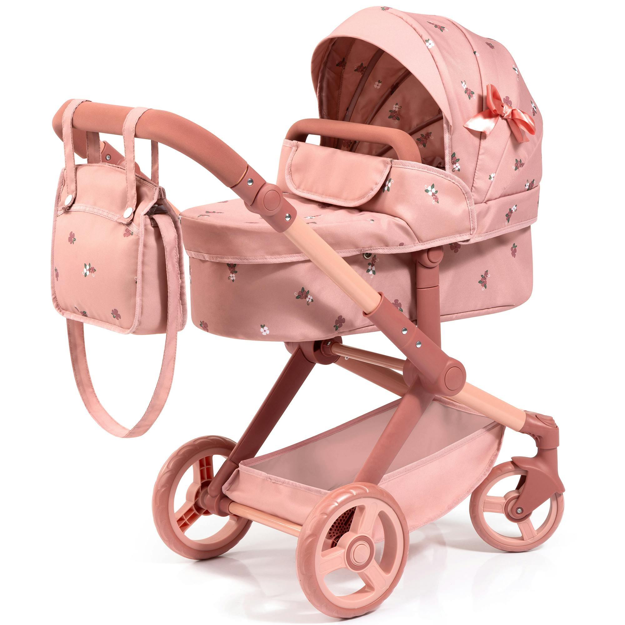 Doll Pram: Xeo - Pink & Flowers