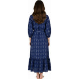 Juliette Women's shirtdress Indigo Blue Ikat, Blue