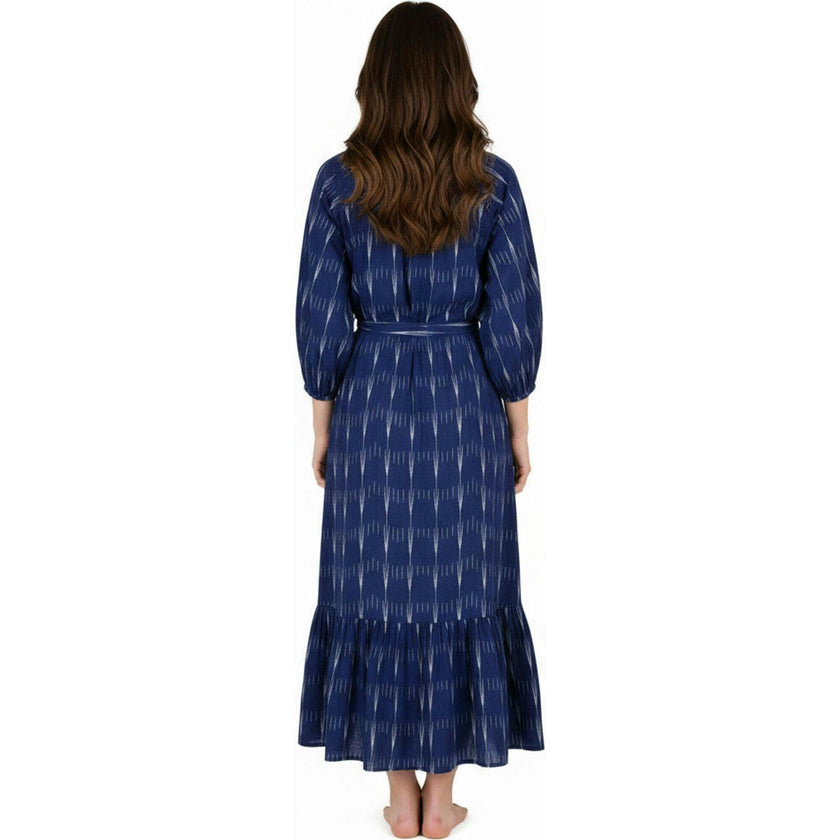 Juliette Women's shirtdress Indigo Blue Ikat, Blue