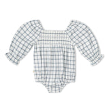 Organic Smocked Long Sleeve Romper - Window Plaids