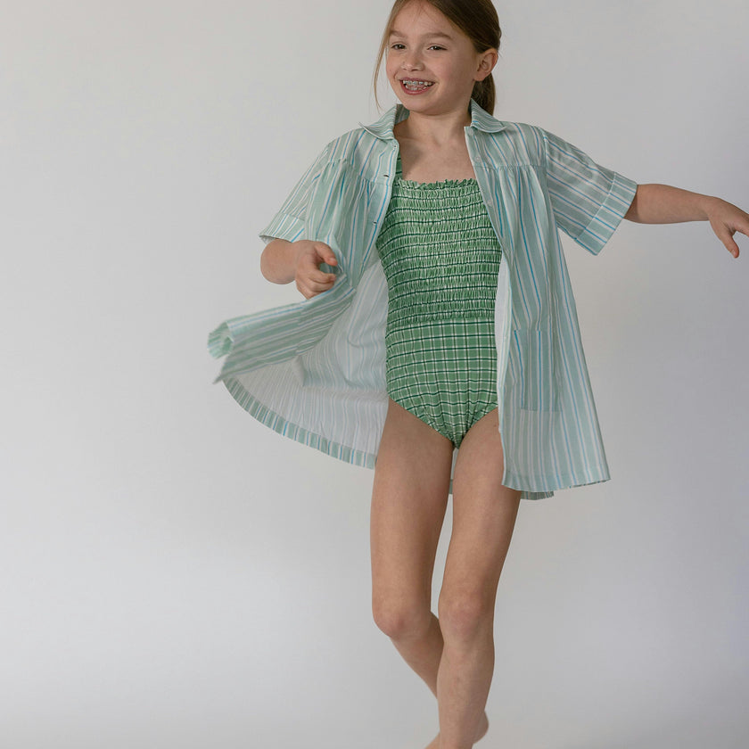 Girls Coverup in Stripe in Blue Jay