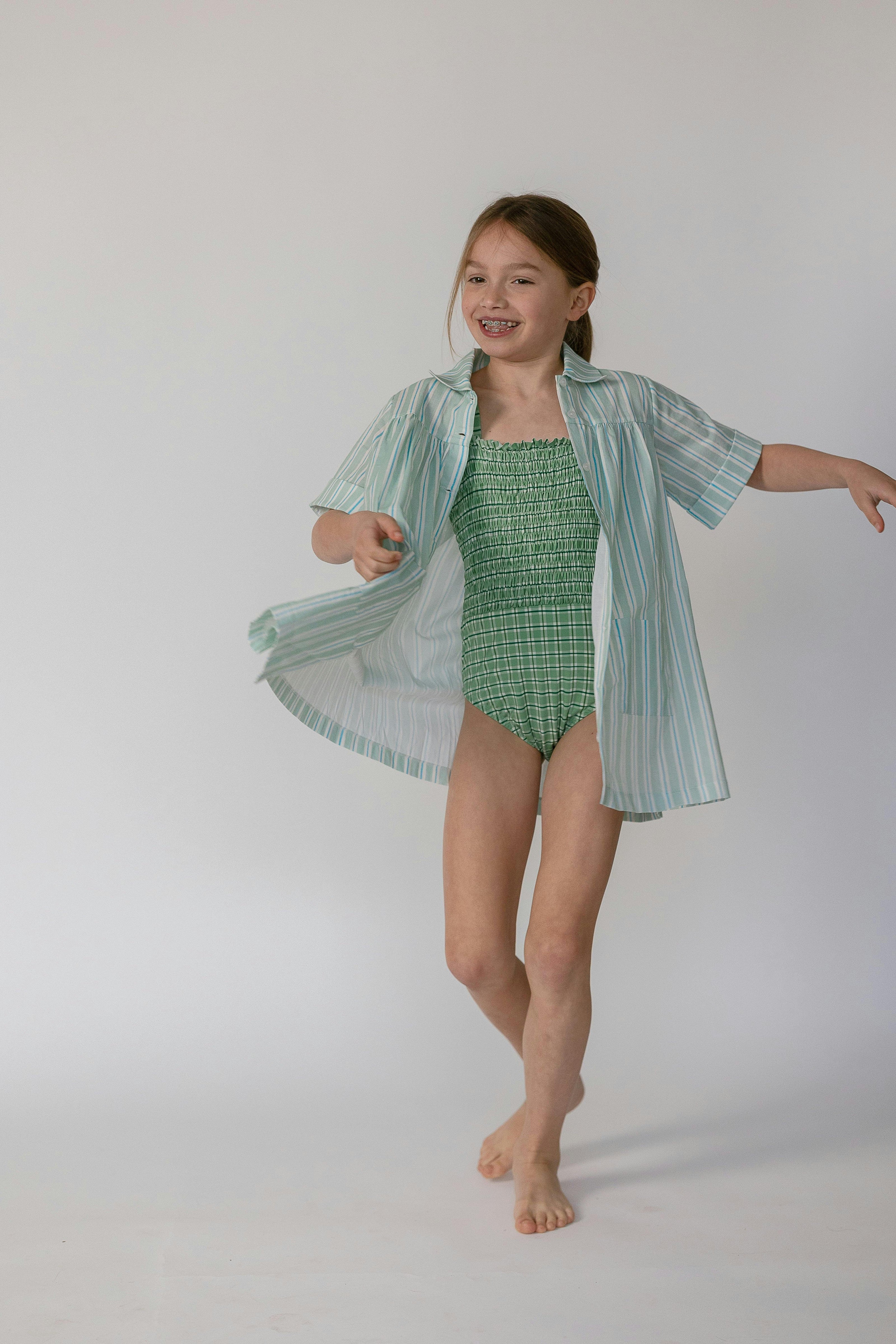 Girls Coverup in Stripe in Blue Jay