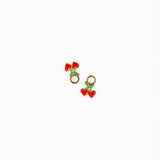 Cherries Charm + Red Enamel Hoop Set
