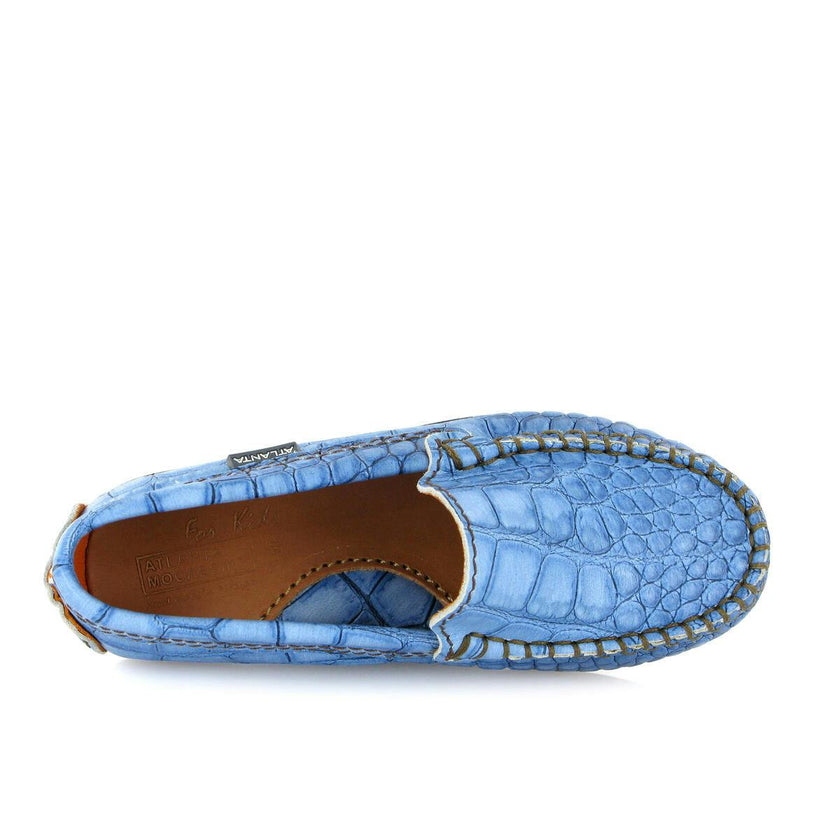 Plain 015 Walker Moccasins, Blue Egge Croco