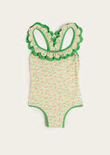 Annie Apple Print Ruffle Detail Swimsuit in Green (12mths- 10yrs)