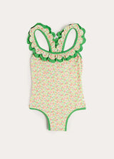 Annie Apple Print Ruffle Detail Swimsuit in Green (12mths- 10yrs)