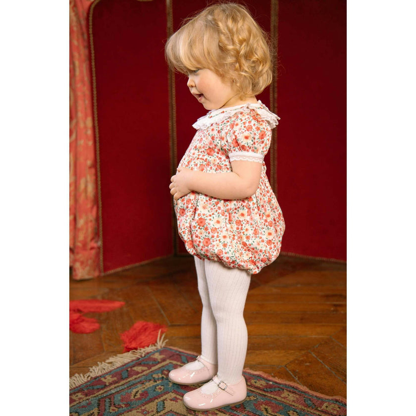 Celestine Red Floral Smocked Romper
