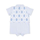 Blue Argyle - Short Playsuit