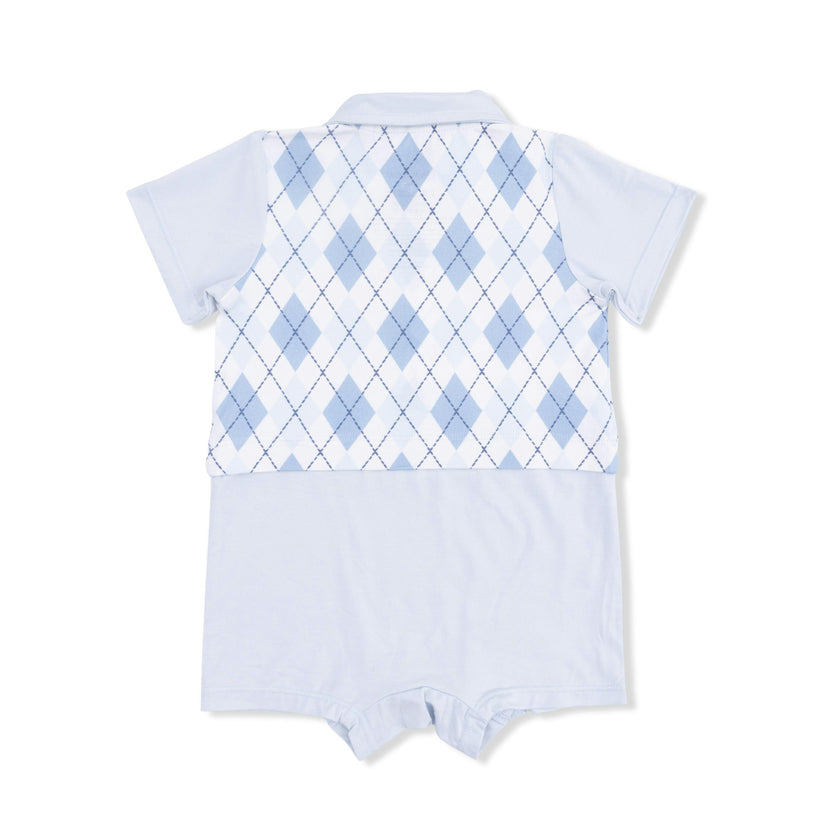Blue Argyle - Short Playsuit