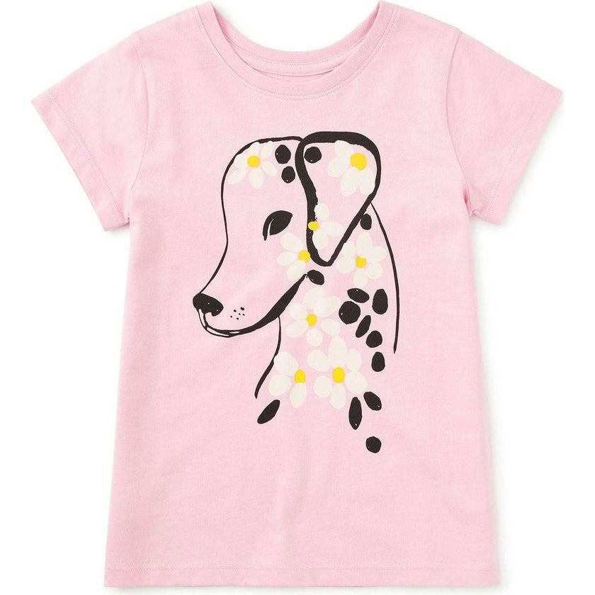 Flowery Dalmatian Graphic Tee, Pink