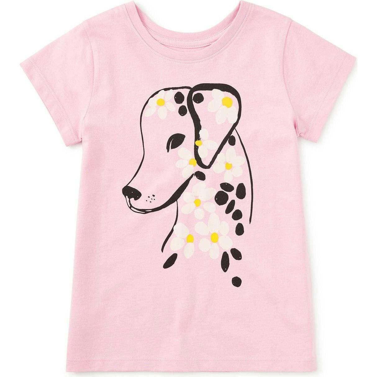 Flowery Dalmatian Graphic Tee, Pink