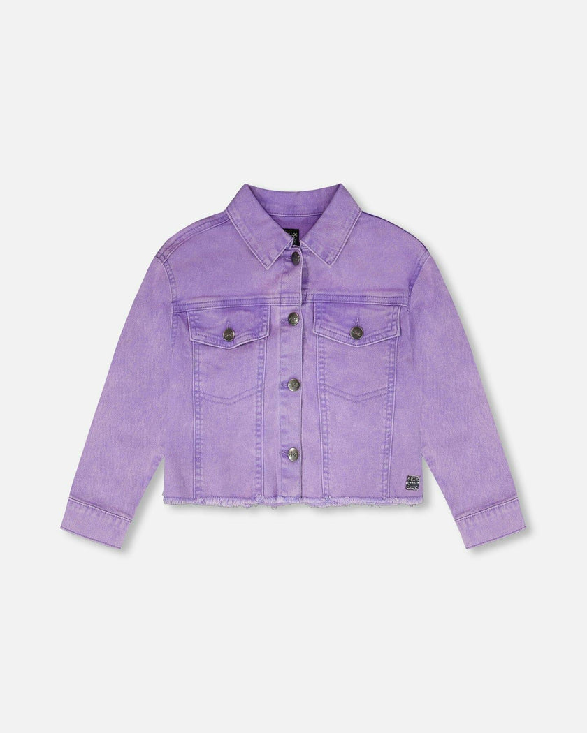 Mauve Denim Jacket With Embroidery