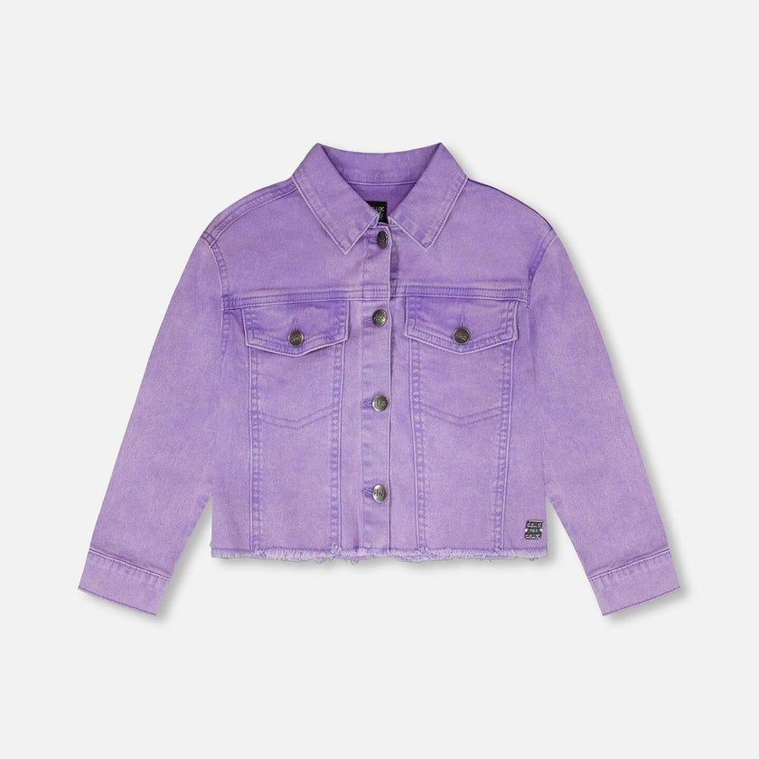 Mauve Denim Jacket With Embroidery