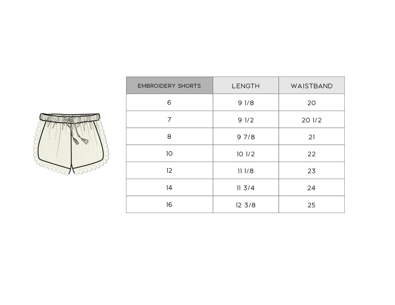 Girls Embroidery Shorts in Golden Sunshine