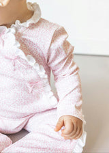 Pink Leaves Pima Cotton Baby One-Piece Pajamas