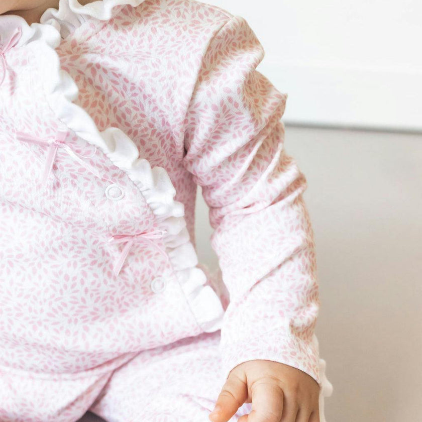 Pink Leaves Pima Baby Pajama