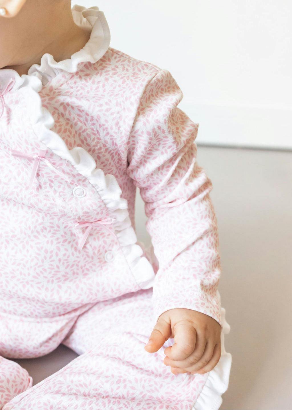 Pink Leaves Pima Baby Pajama