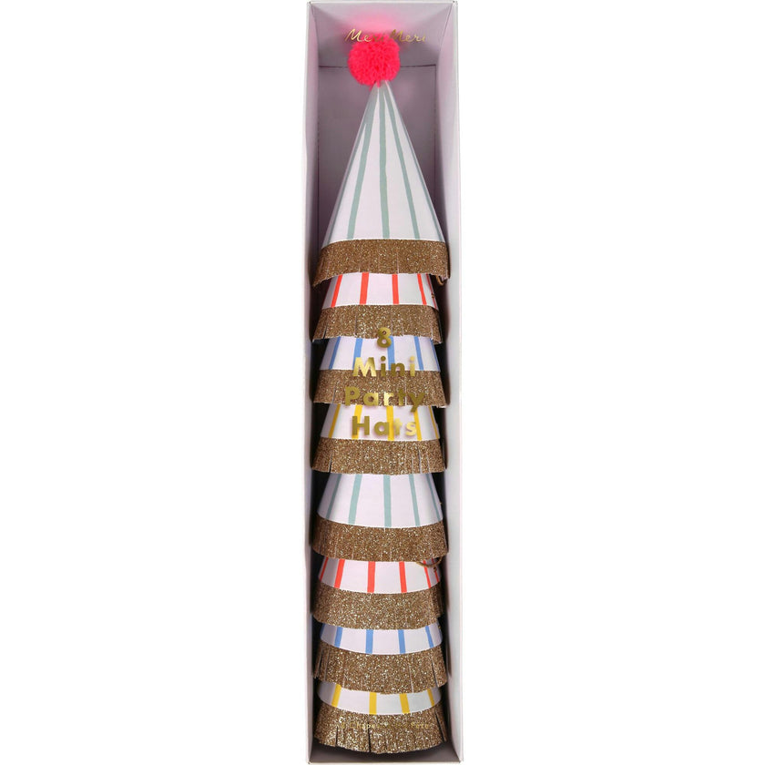 Stripe Pompom Mini Party Hats