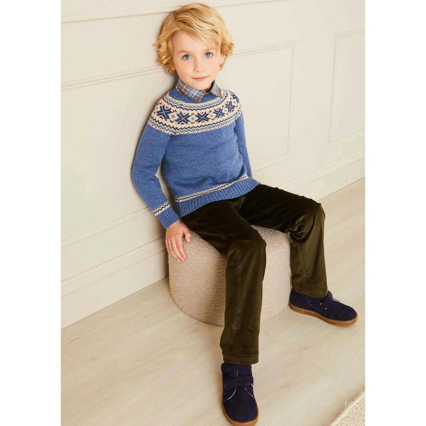 Classic Fair Isle Jumper in Blue (18mths-10yrs)