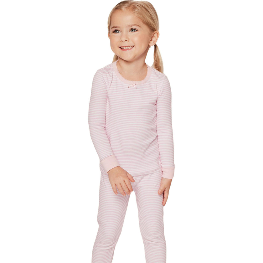 Kid's Pima Snug Fit Pajama Set in Pink Stripe