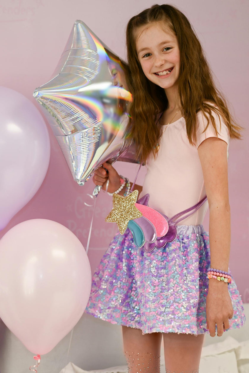 Sequins Skirt with Satin Waistband
