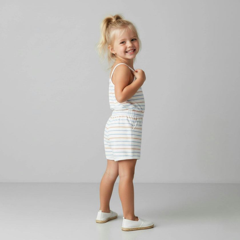 Organic Tank Romper - Cabana Stripes