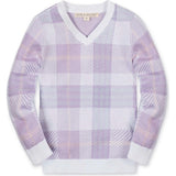 Organic Long Sleeve V-Neck Intarsia Sweater, Purple