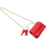 Quilted Pearl Handle Bow Ribbon Handbag