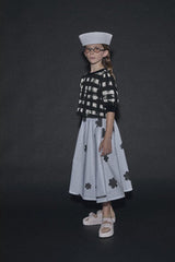Coral Reef Skirt White&Black Flower Print