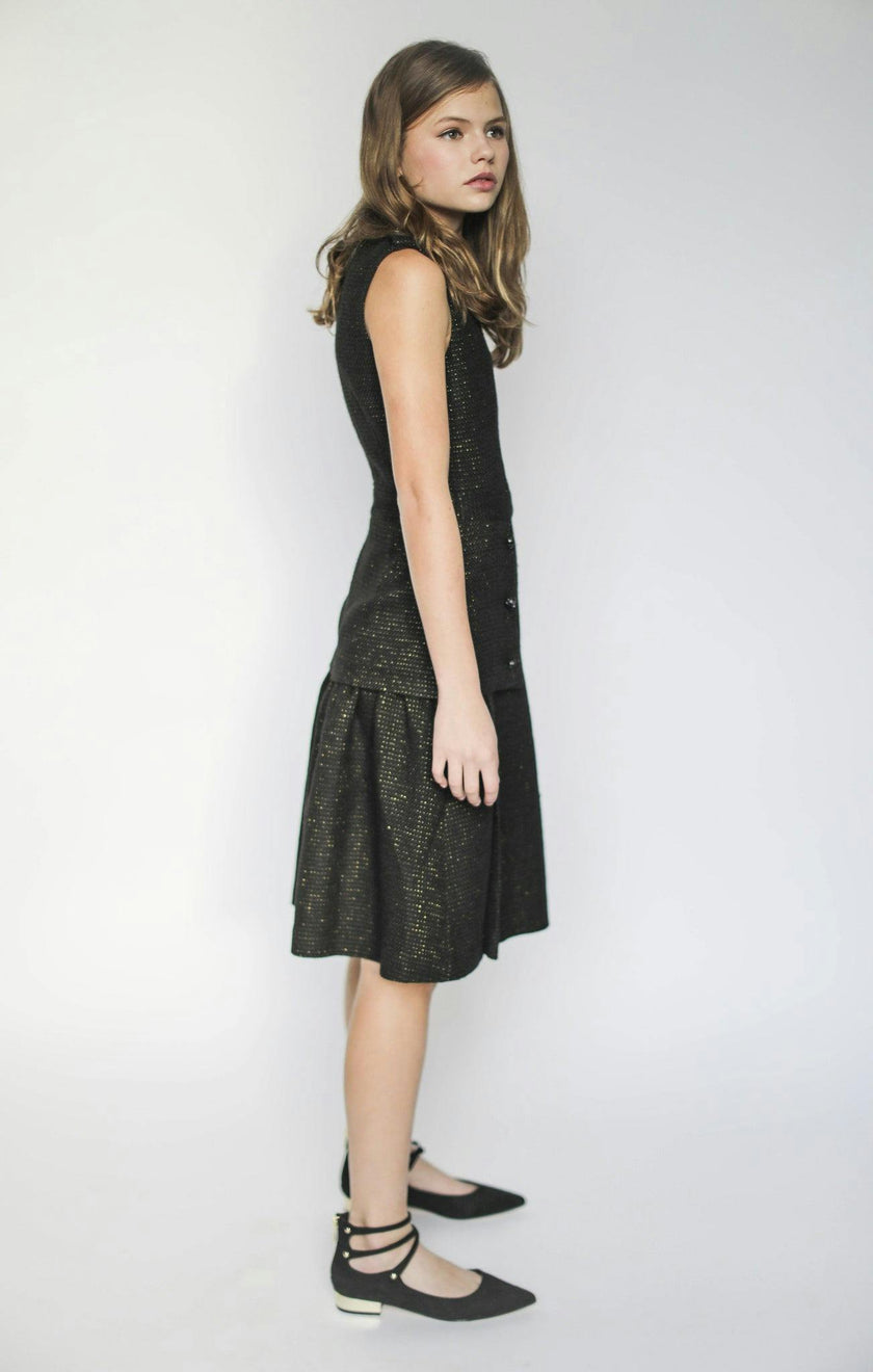 Daphne dress (ivory with gold metallic thread)