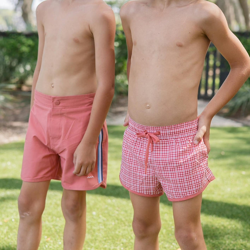 Boys Poppy Gingham Boardie
