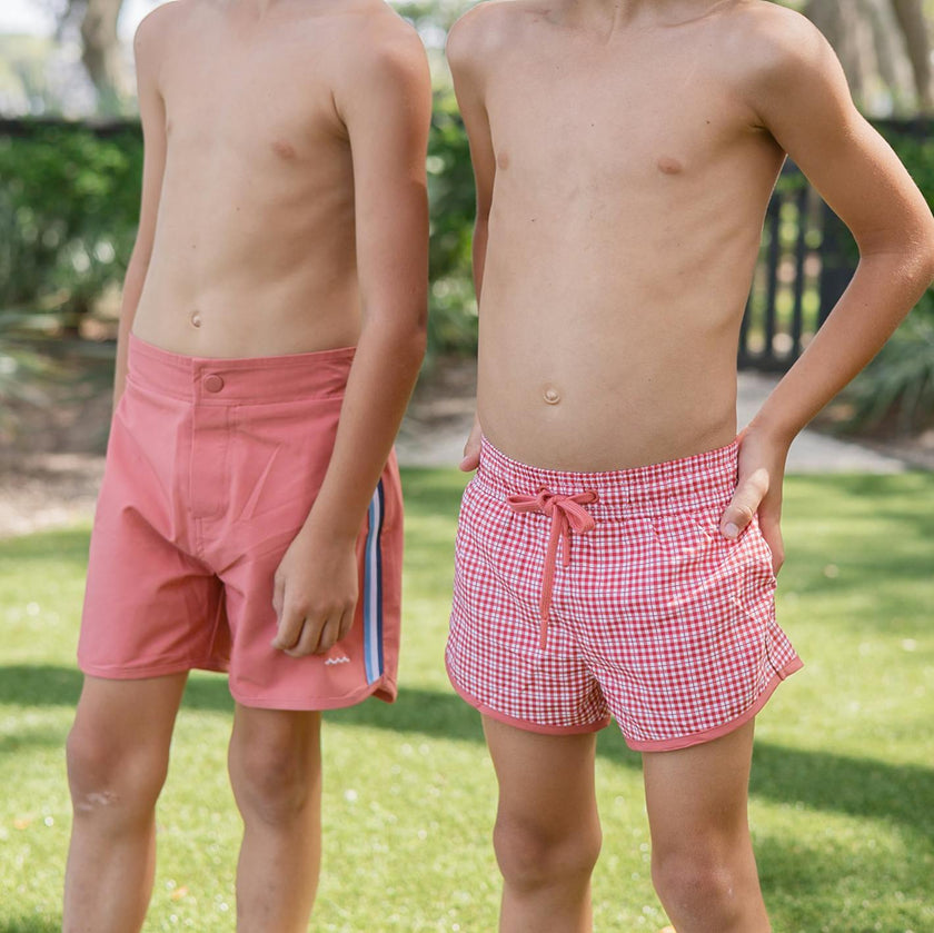 Boys Poppy Gingham Boardie
