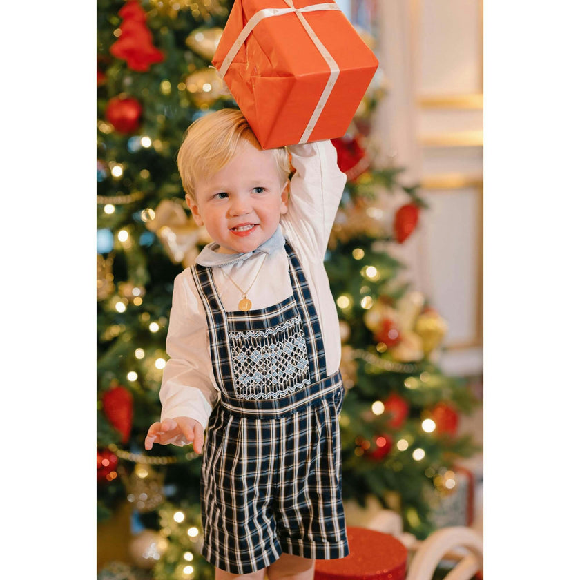 George Navy Tartan Boy Dungaree & Shirt