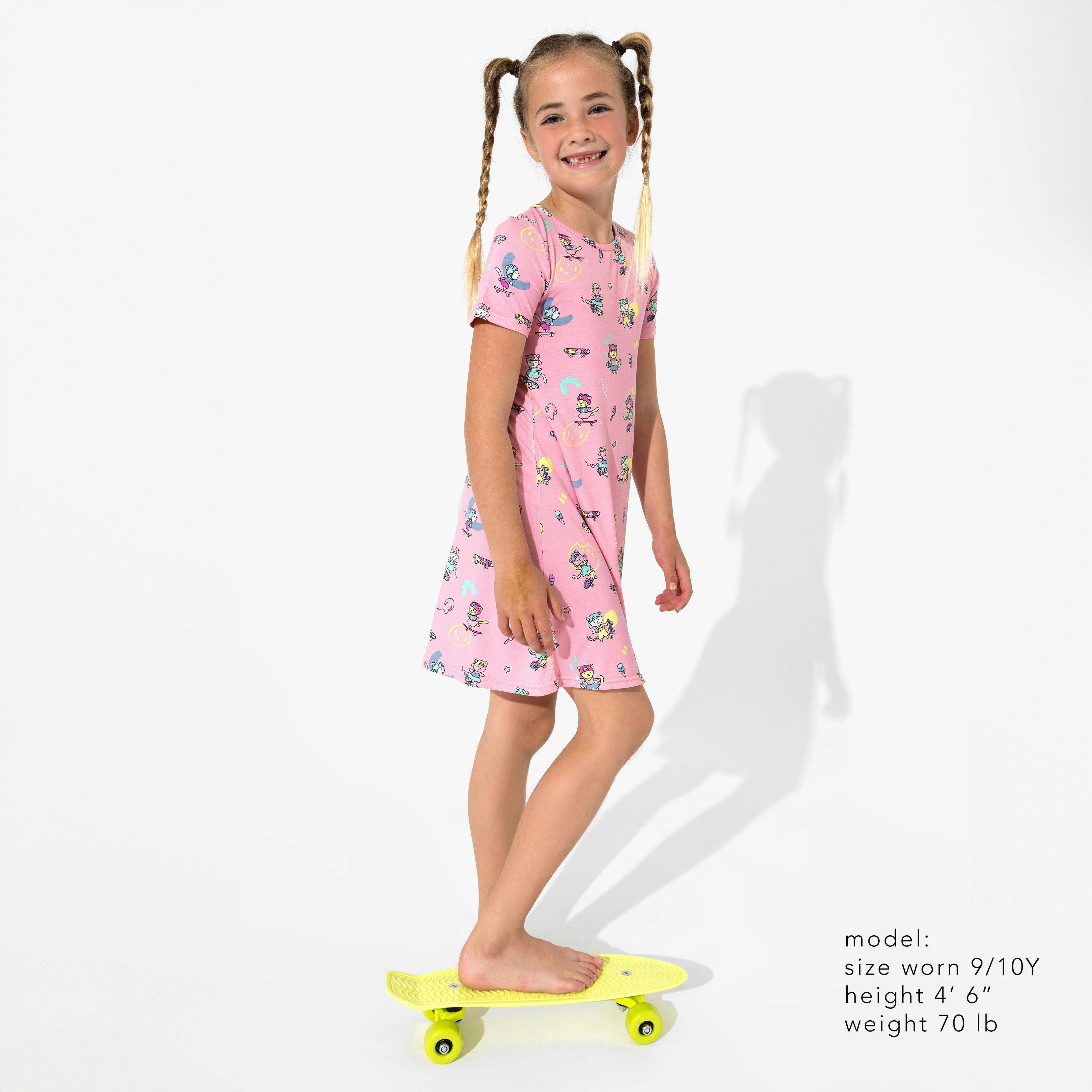 Skater Kitty Bamboo Girls' Long Sleeve Dress