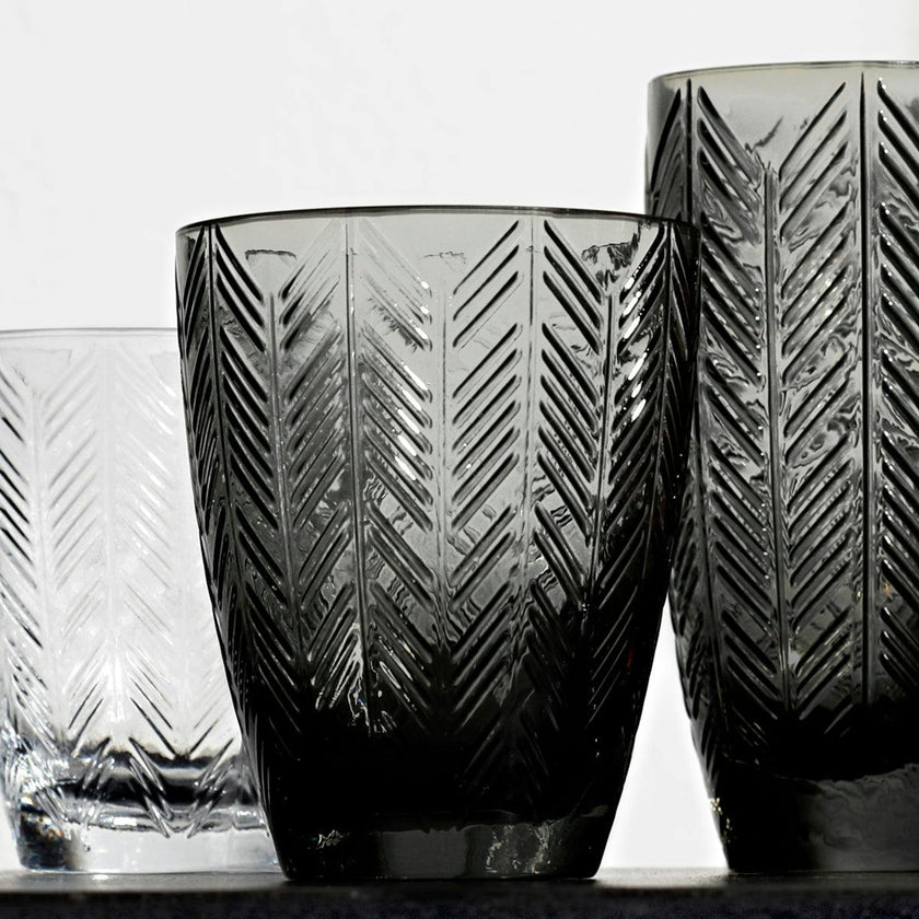 Water Glasses ZIG ZAG Set of 6  Grey 11.8 oz, diam. 3.3", H 4"