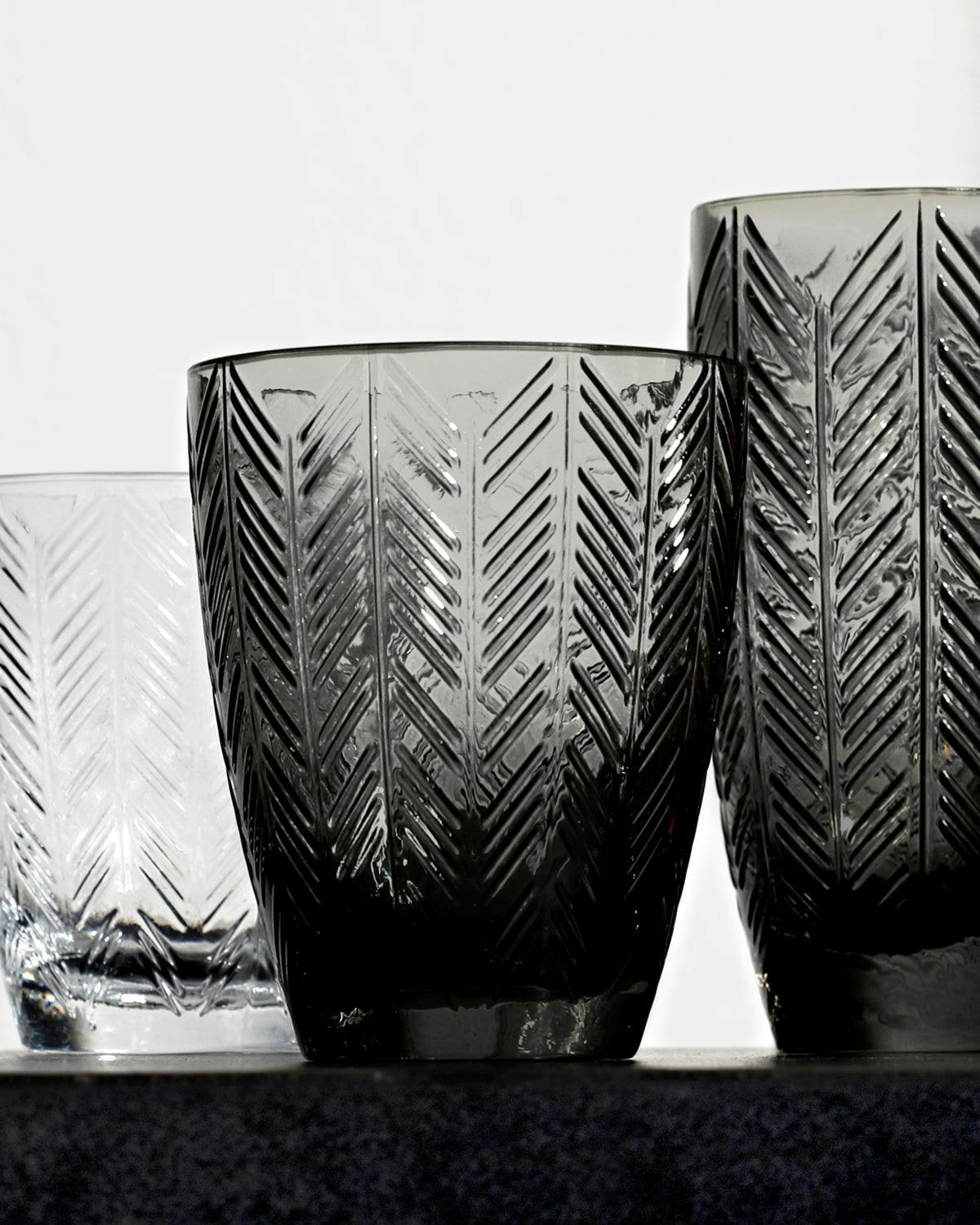 Water Glasses ZIG ZAG Set of 6  Grey 11.8 oz, diam. 3.3