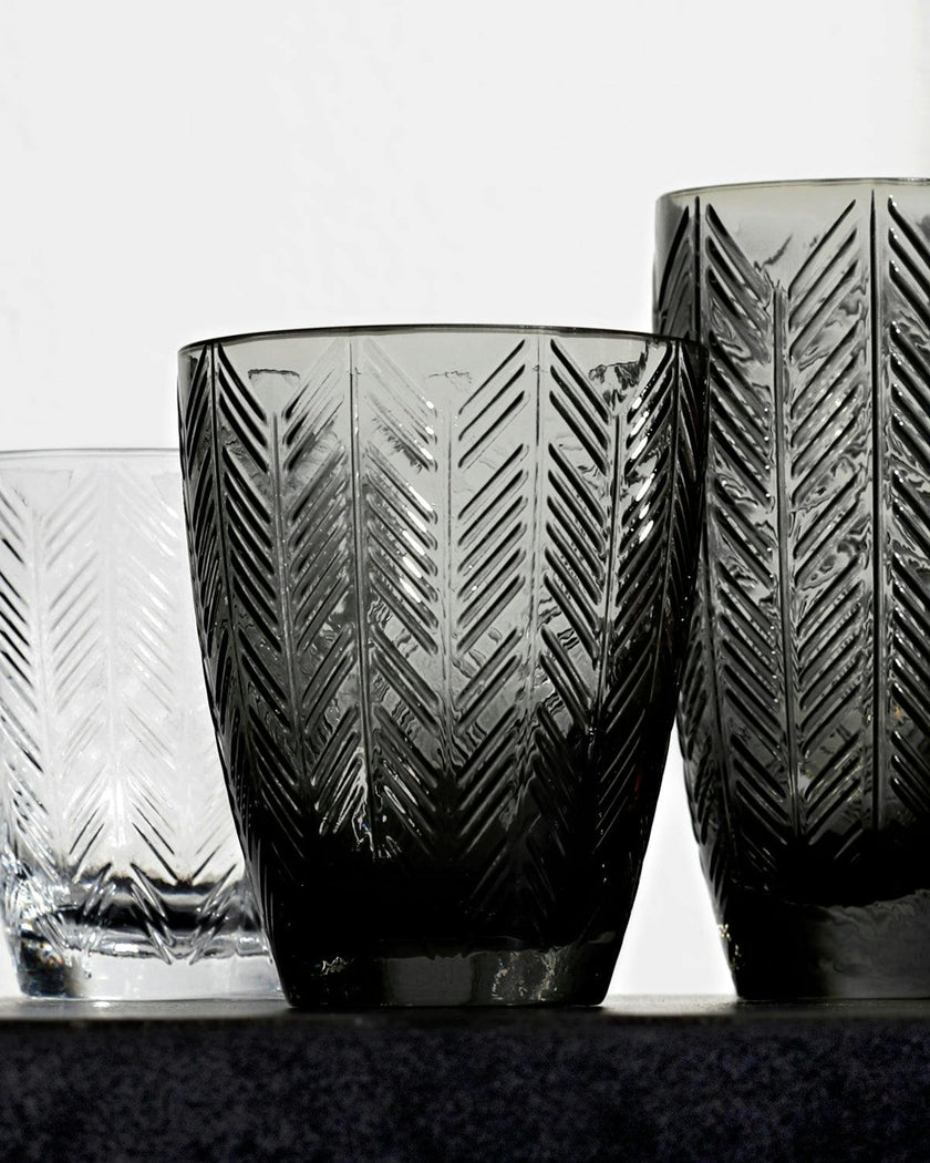 Wine Glasses ZIG ZAG Set of 6  Grey 9.8 oz, diam. 3.25", H 3.75"