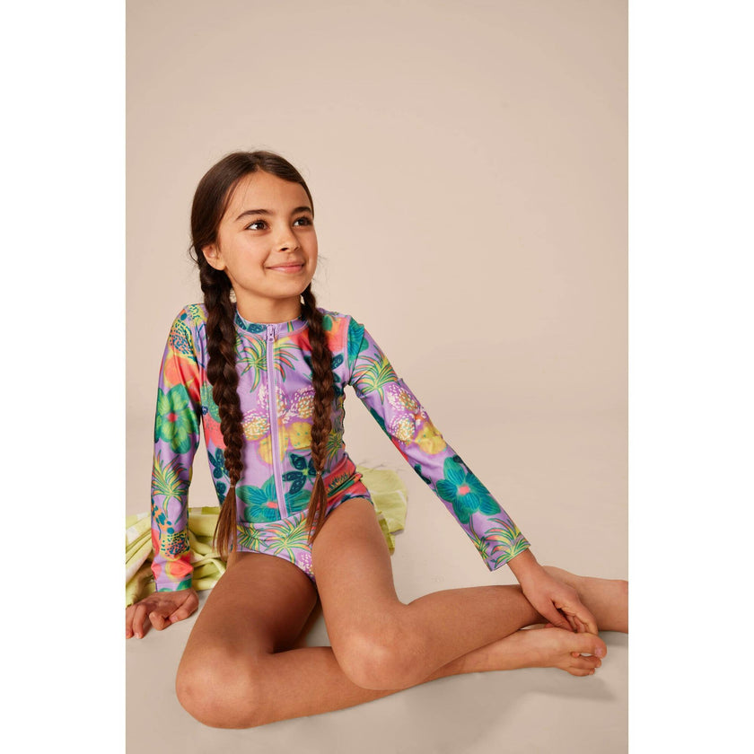 Long Sleeve One-Piece Swimsuit, Multi