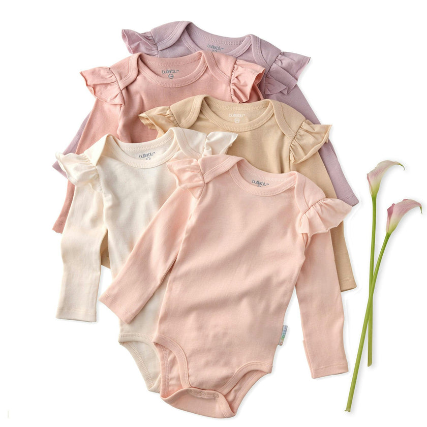 ASHLEY 5-Pack Long Sleeve Ruffle Bodysuits