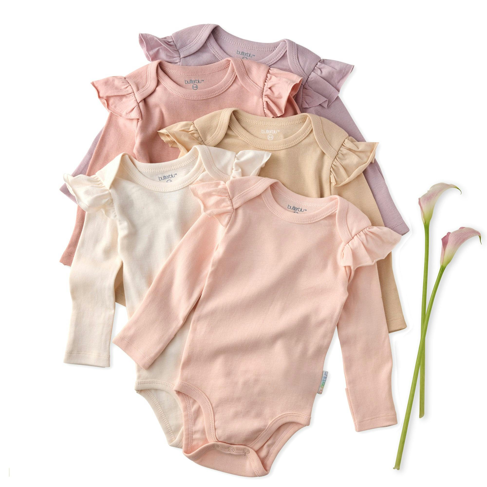 ASHLEY 5-Pack Long Sleeve Ruffle Bodysuits