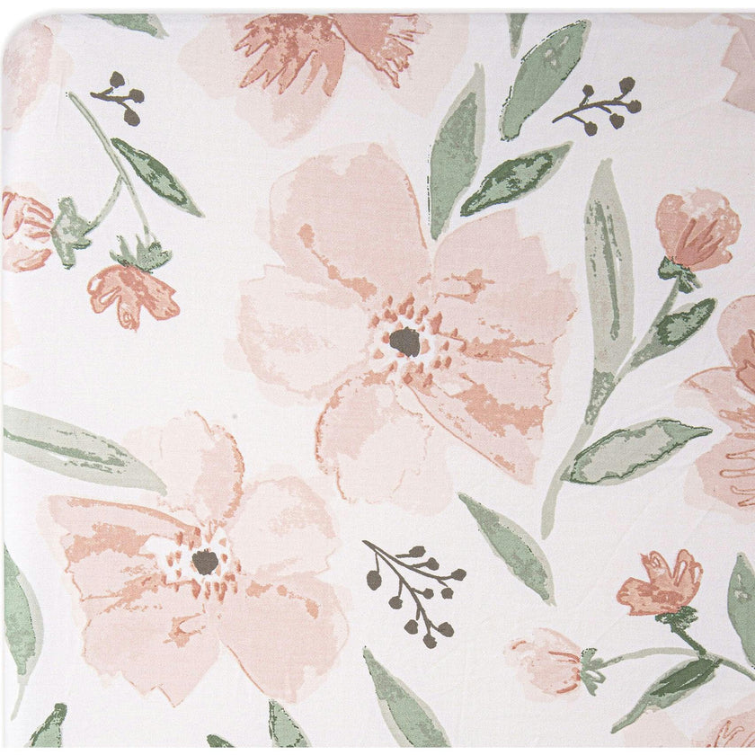 Parker Fitted Crib Sheet (Pink Floral)